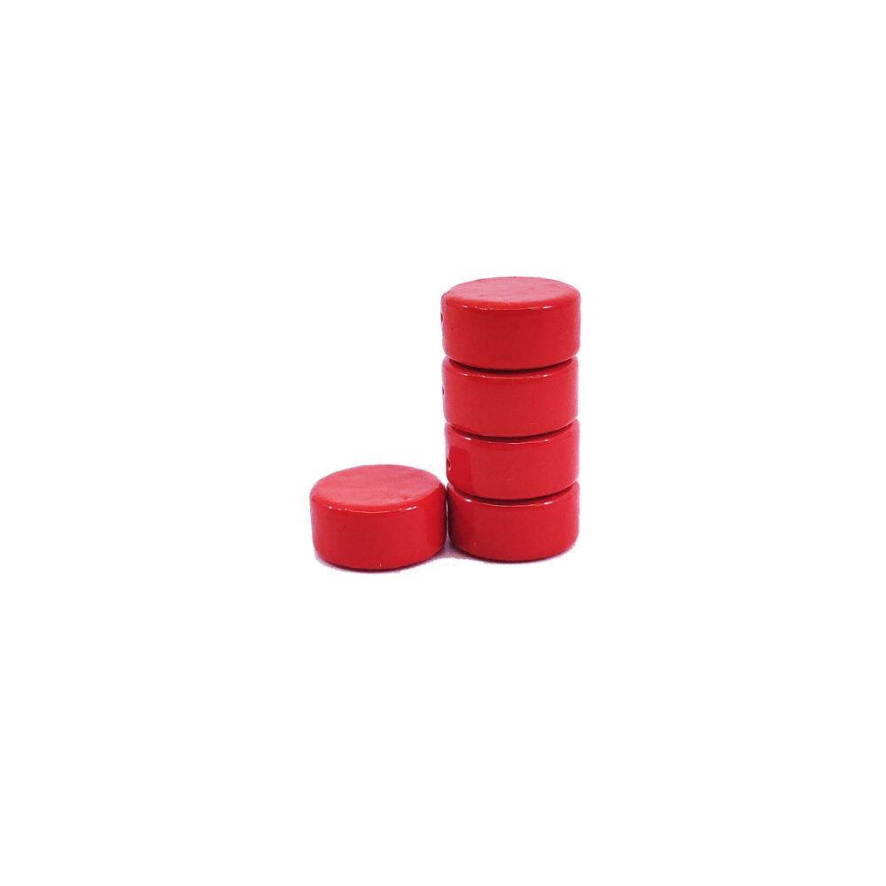 Ferritmagneter m/nylon - 5-pack Röd
